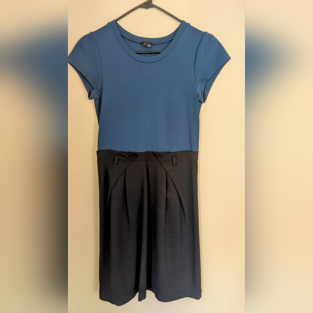 Theory Ciarah Craze Dress Black/Blue Deep Sea Dreas, Size 6